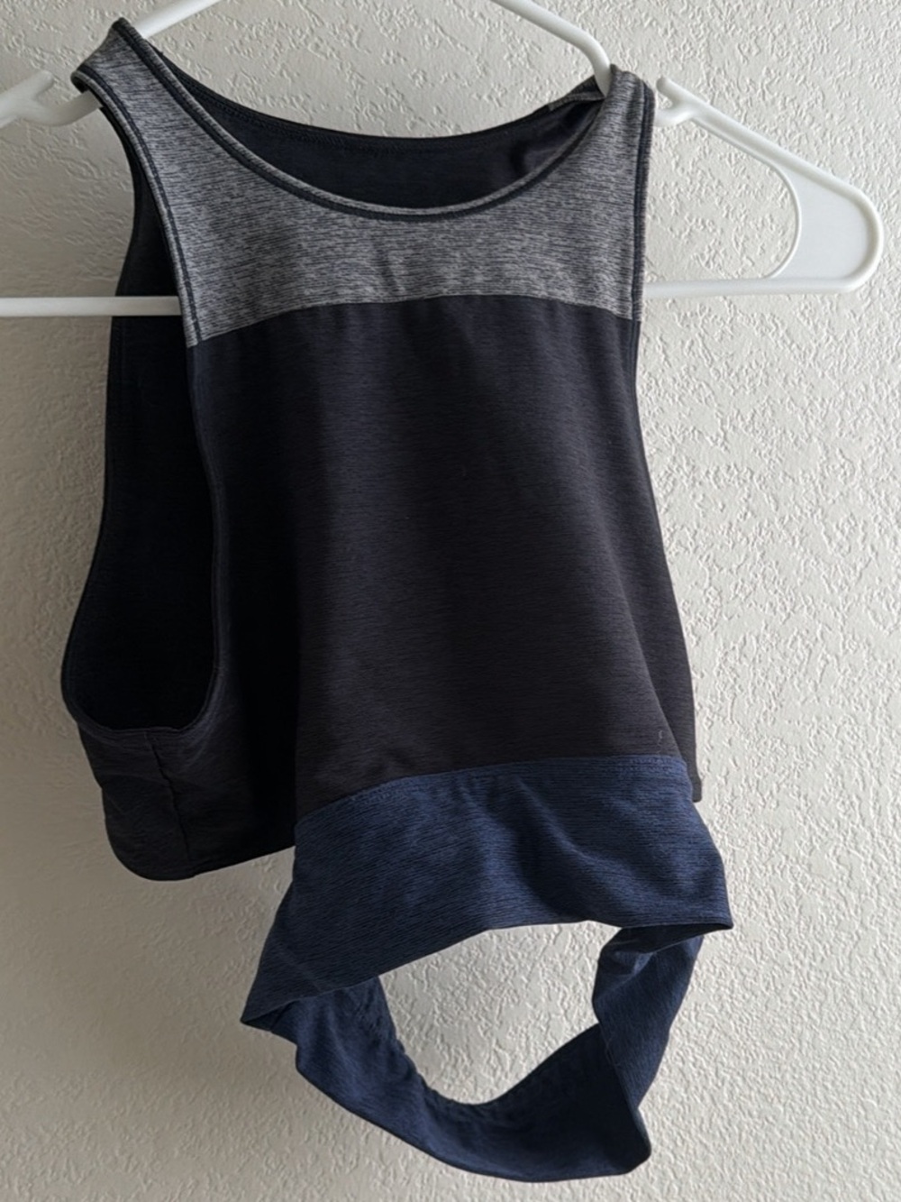 Outdoor Voices High Neck Athletic Tank - Black & Gray & Blue Slashback crop top